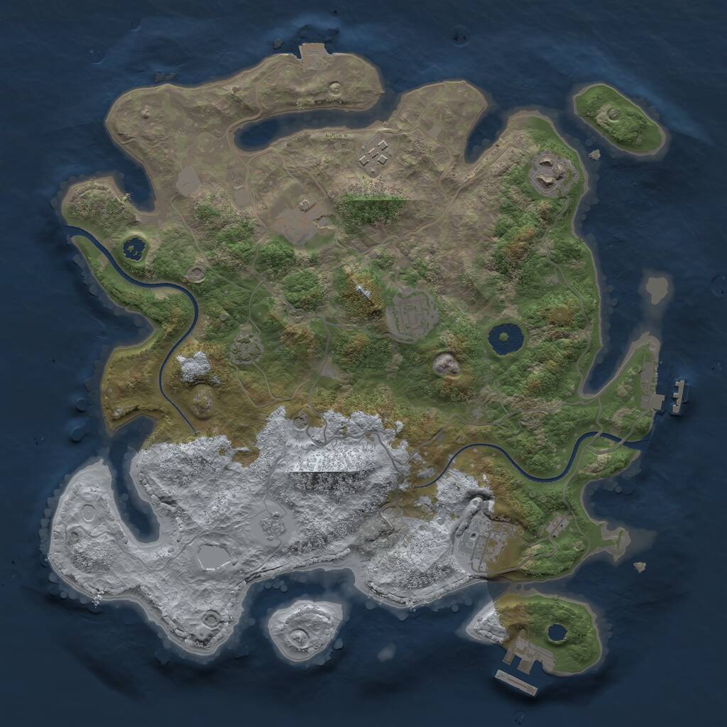 Rust Map: Procedural Map, Size: 3333, Seed: 9533010, 11 Monuments