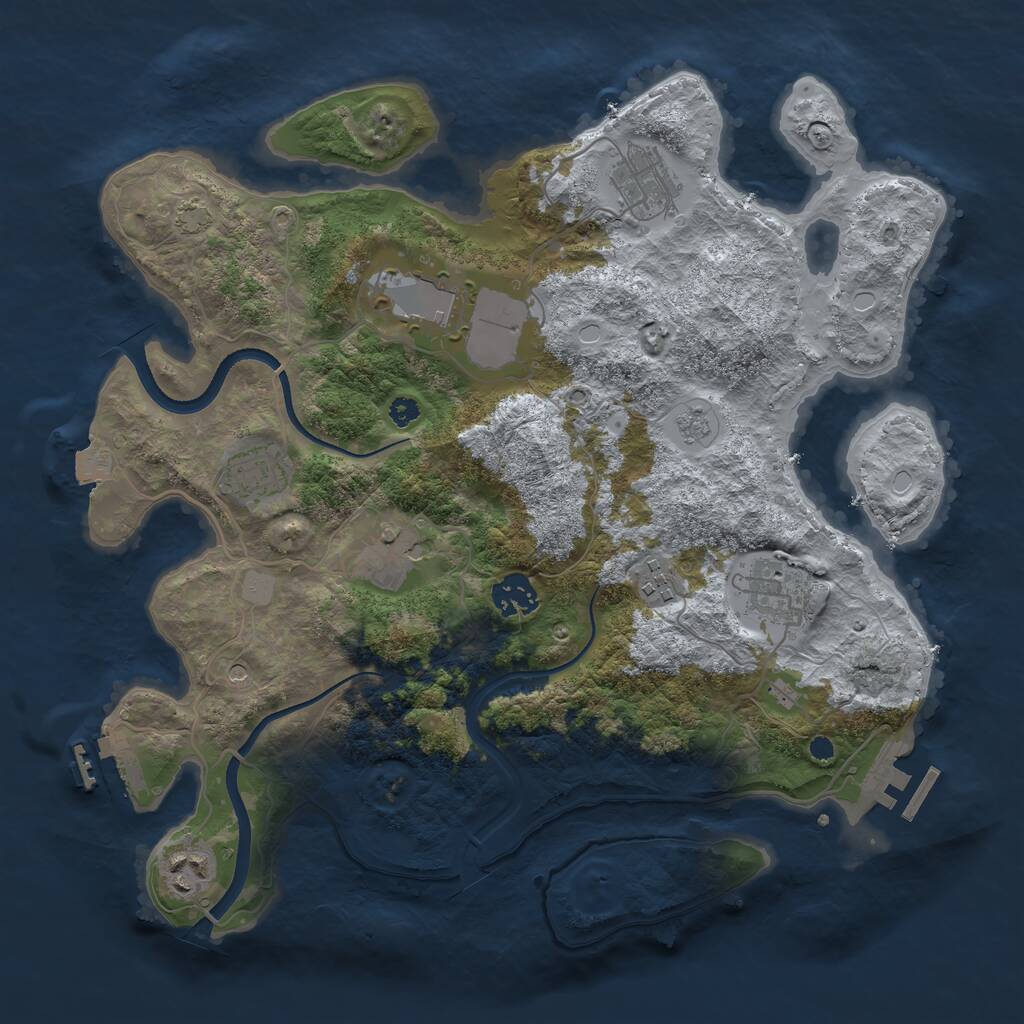 Rust Map: Procedural Map, Size: 3500, Seed: 2093775182, 14 Monuments