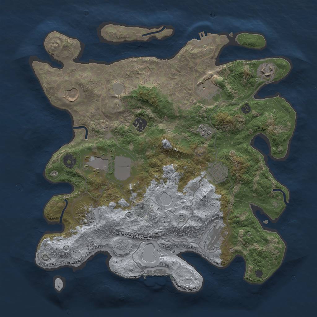 Rust Map: Procedural Map, Size: 3500, Seed: 25908832, 18 Monuments