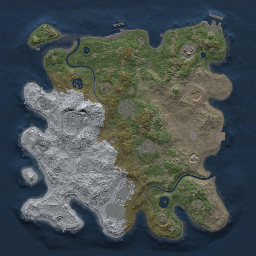 Rust Map: Procedural Map, Size: 3500, Seed: 94095314, 14 Monuments