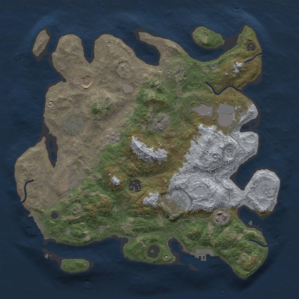 Rust Map: Procedural Map, Size: 3500, Seed: 29357451, 18 Monuments