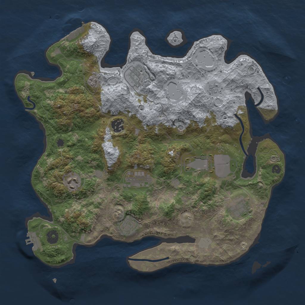 Rust Map: Procedural Map, Size: 3500, Seed: 43599696, 17 Monuments