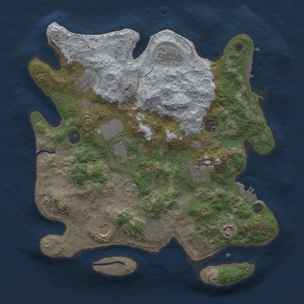 Rust Map: Procedural Map, Size: 3500, Seed: 89753543, 18 Monuments