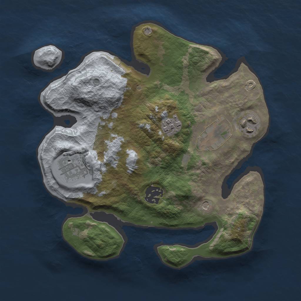 Rust Map: Barren, Size: 2500, Seed: 2649, 8 Monuments
