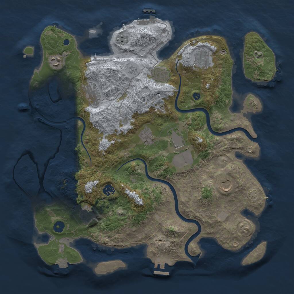 Rust Map: Procedural Map, Size: 3900, Seed: 2091536908, 16 Monuments