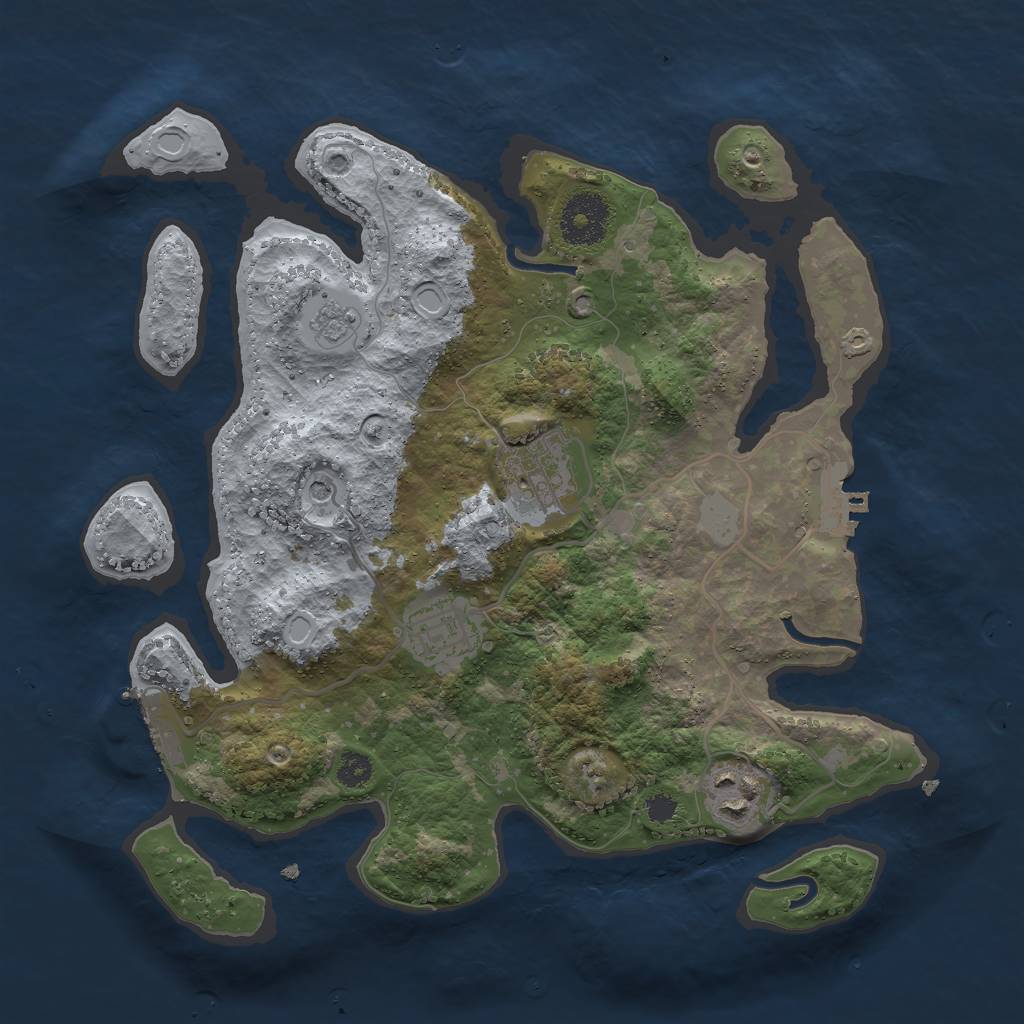 Rust Map: Procedural Map, Size: 3000, Seed: 25378, 12 Monuments