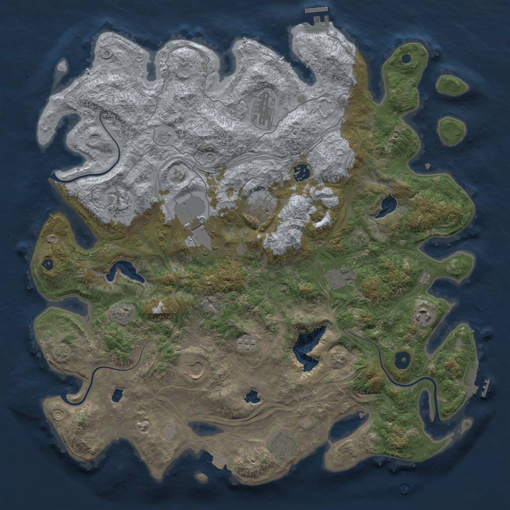 Rust Map: Procedural Map, Size: 4500, Seed: 5165, 16 Monuments