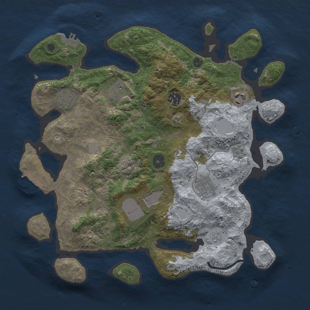 Rust Map: Procedural Map, Size: 3500, Seed: 18059151, 17 Monuments