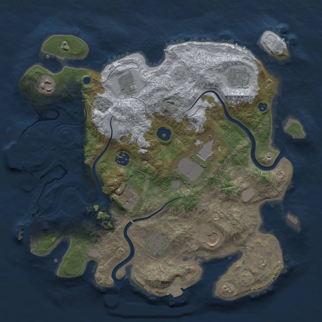 Rust Map: Procedural Map, Size: 3500, Seed: 201564245, 15 Monuments