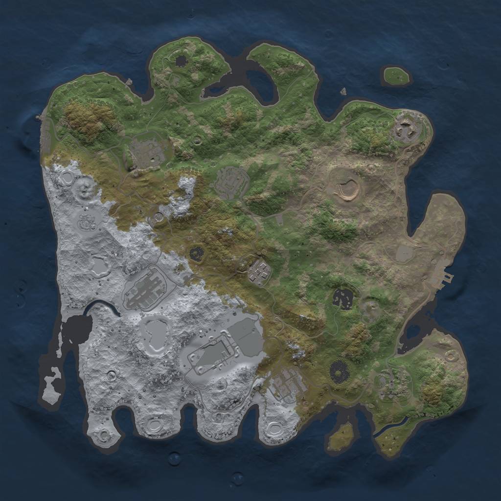 Rust Map: Procedural Map, Size: 3500, Seed: 1301250407, 19 Monuments