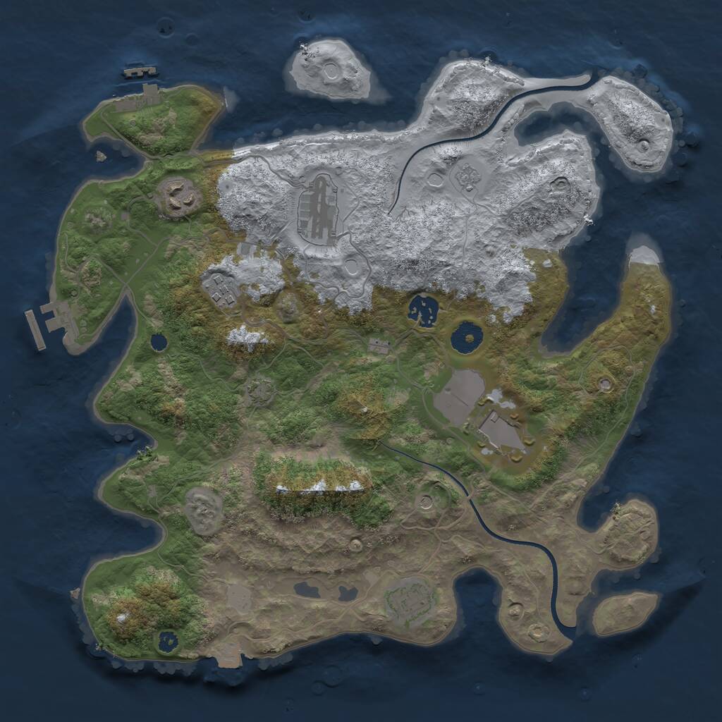Rust Map: Procedural Map, Size: 3500, Seed: 85125303, 12 Monuments