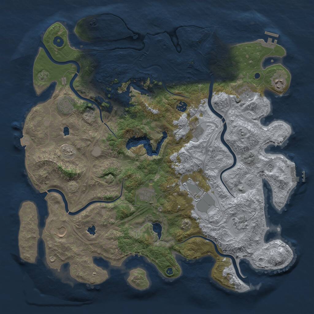 Rust Map: Procedural Map, Size: 4500, Seed: 515676458, 16 Monuments