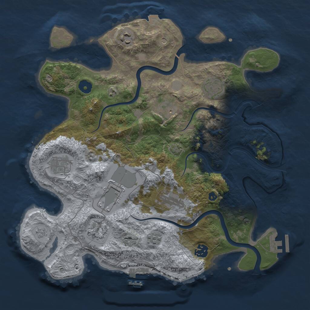 Rust Map: Procedural Map, Size: 3500, Seed: 10256242, 15 Monuments