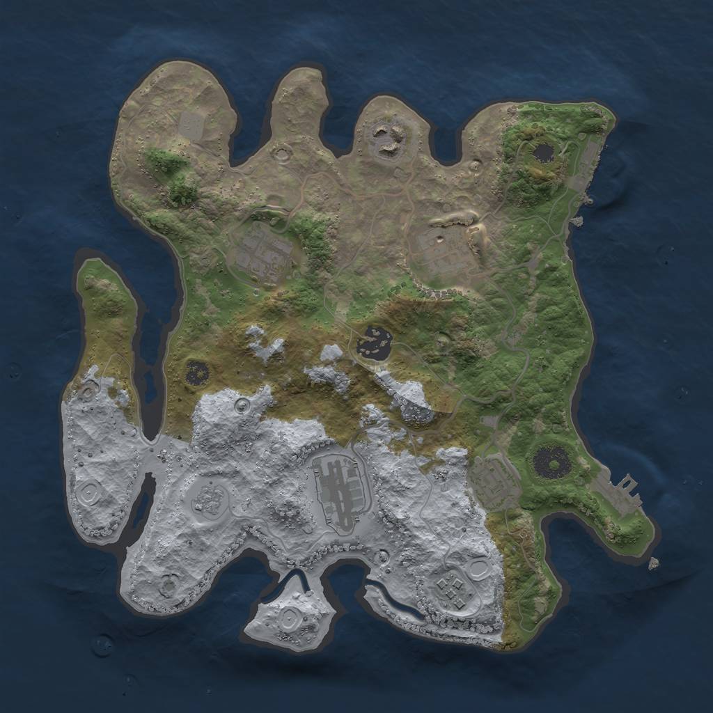 Rust Map: Procedural Map, Size: 3000, Seed: 1291343646, 13 Monuments