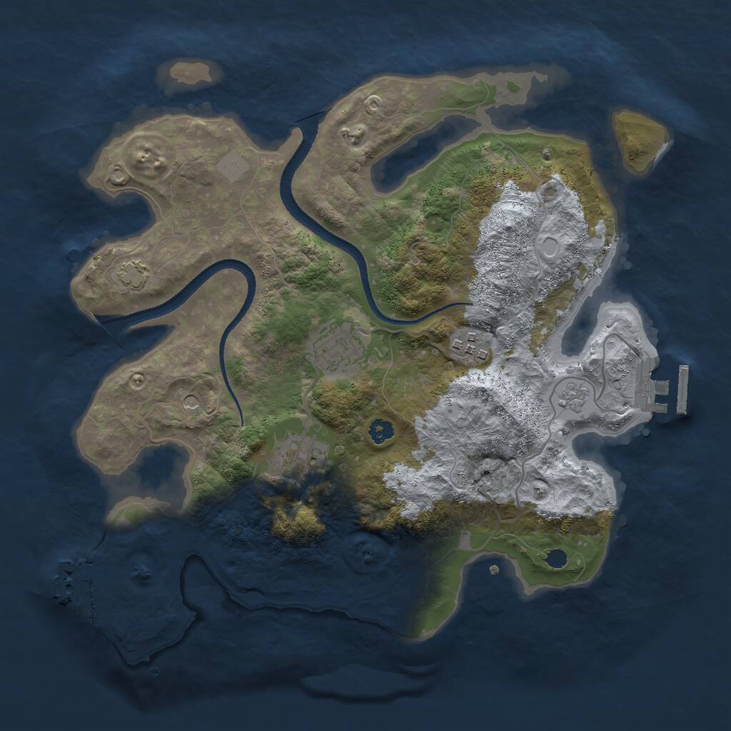 Rust Map: Procedural Map, Size: 3000, Seed: 7287, 9 Monuments