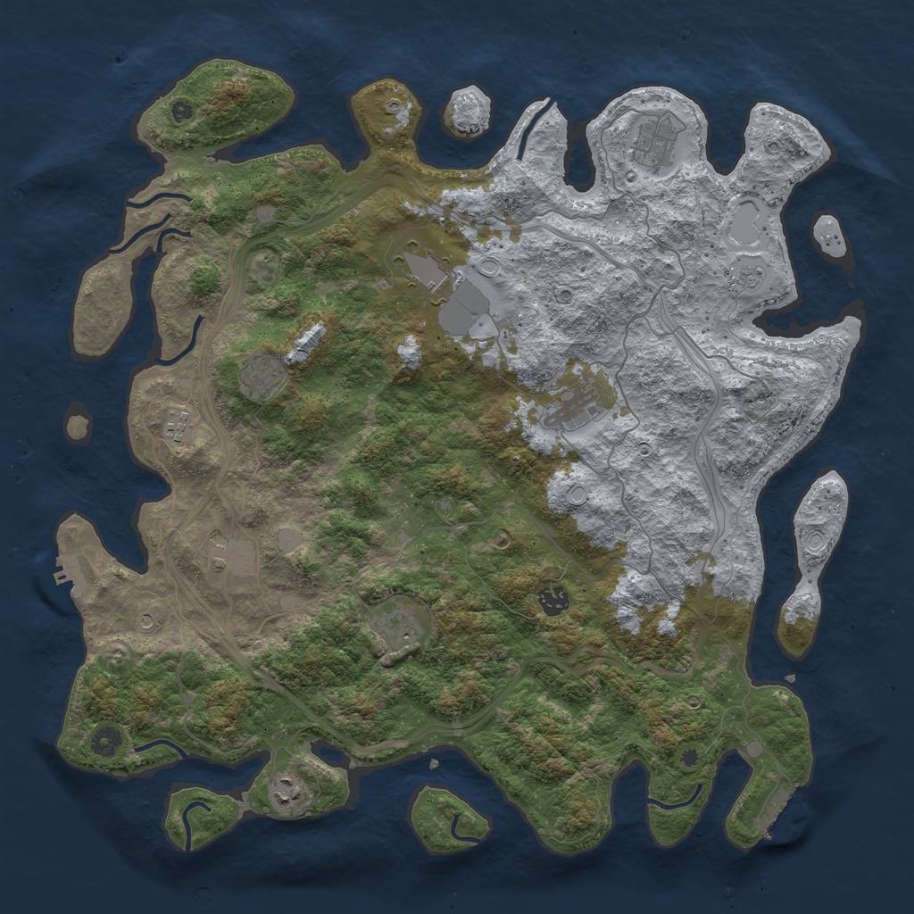 Rust Map: Procedural Map, Size: 4500, Seed: 42775345, 18 Monuments
