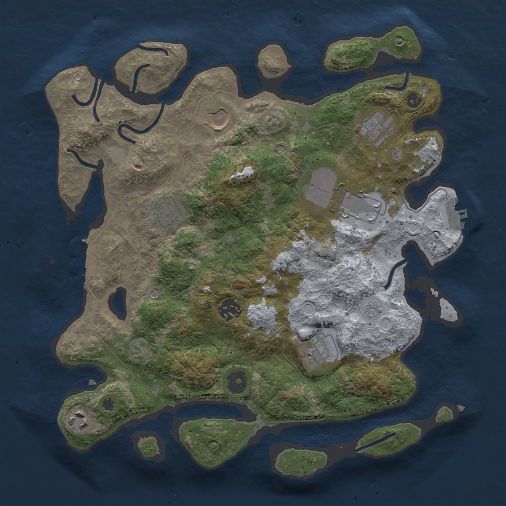 Rust Map: Procedural Map, Size: 3500, Seed: 96405500, 16 Monuments
