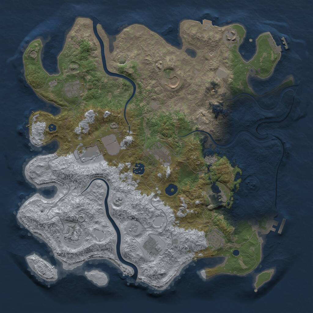 Rust Map: Procedural Map, Size: 3950, Seed: 525584552, 17 Monuments