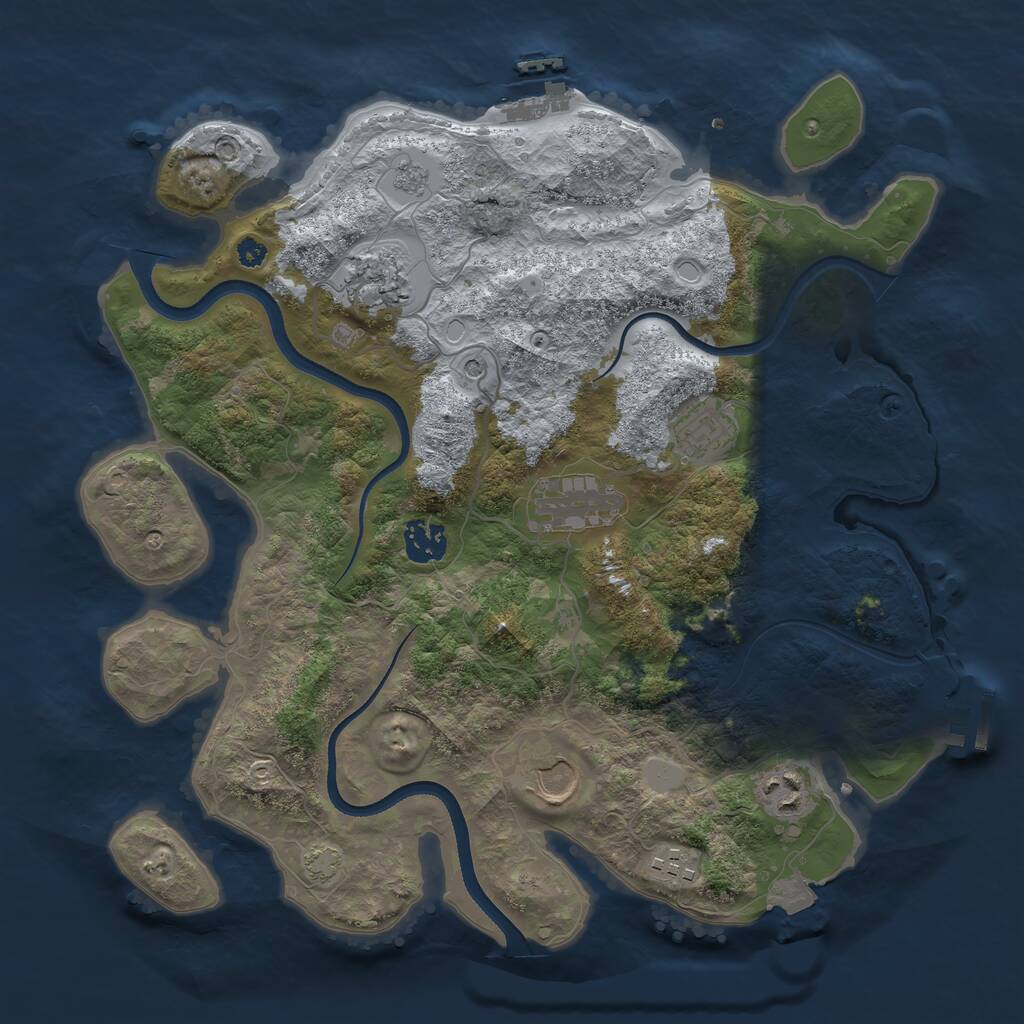 Rust Map: Procedural Map, Size: 3500, Seed: 19407, 13 Monuments