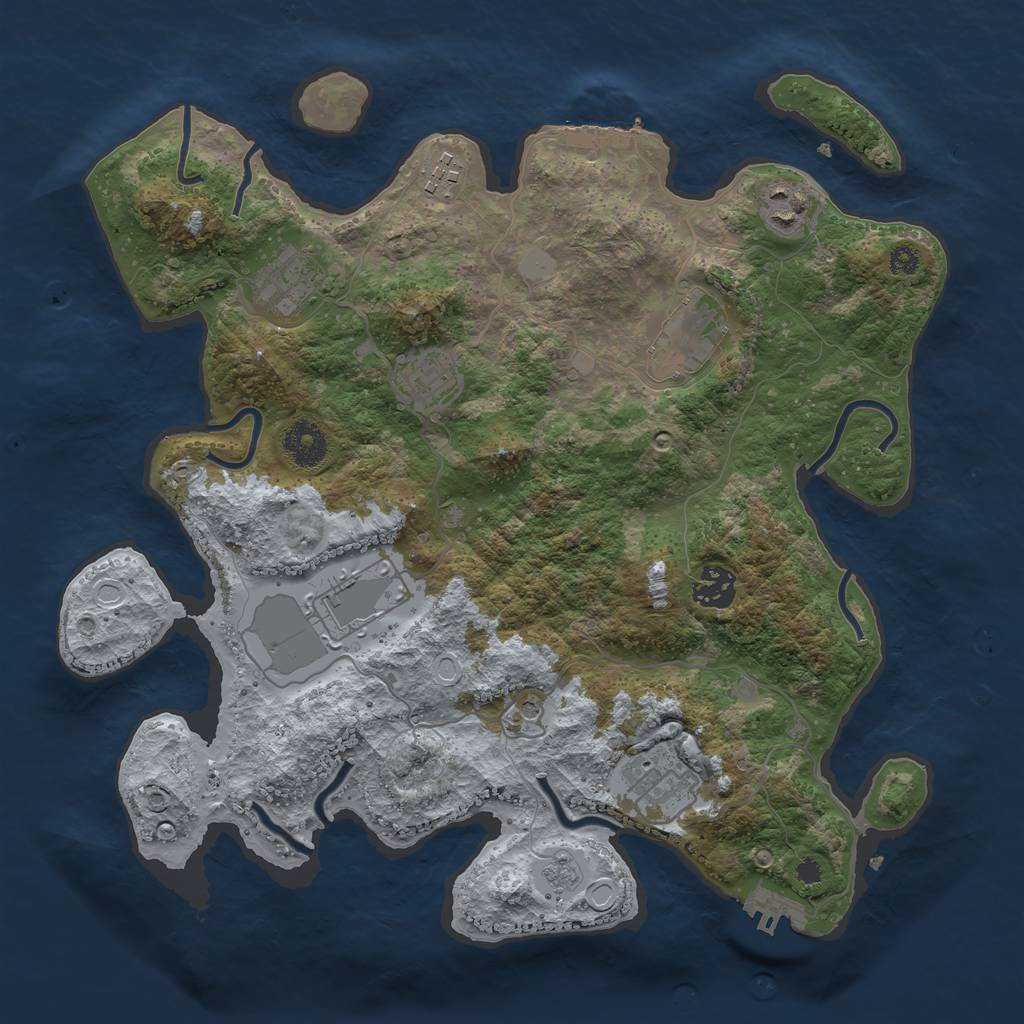 Rust Map: Procedural Map, Size: 3500, Seed: 28921415, 17 Monuments