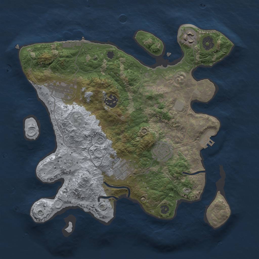 Rust Map: Procedural Map, Size: 3000, Seed: 8281974, 14 Monuments