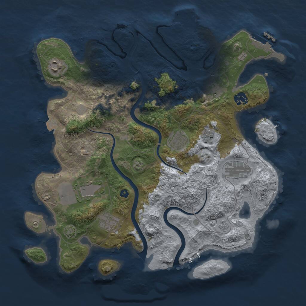 Rust Map: Procedural Map, Size: 3500, Seed: 987315039, 14 Monuments