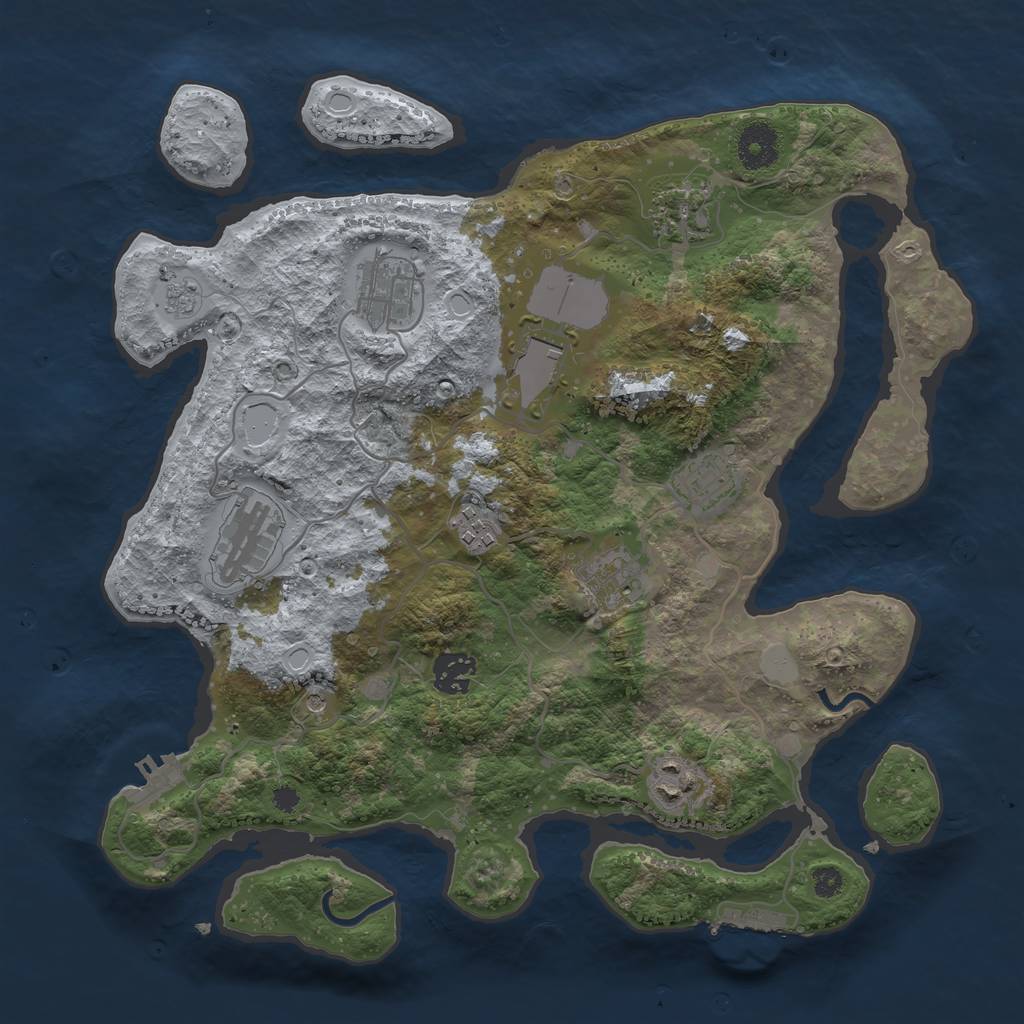 Rust Map: Procedural Map, Size: 3500, Seed: 199708, 18 Monuments