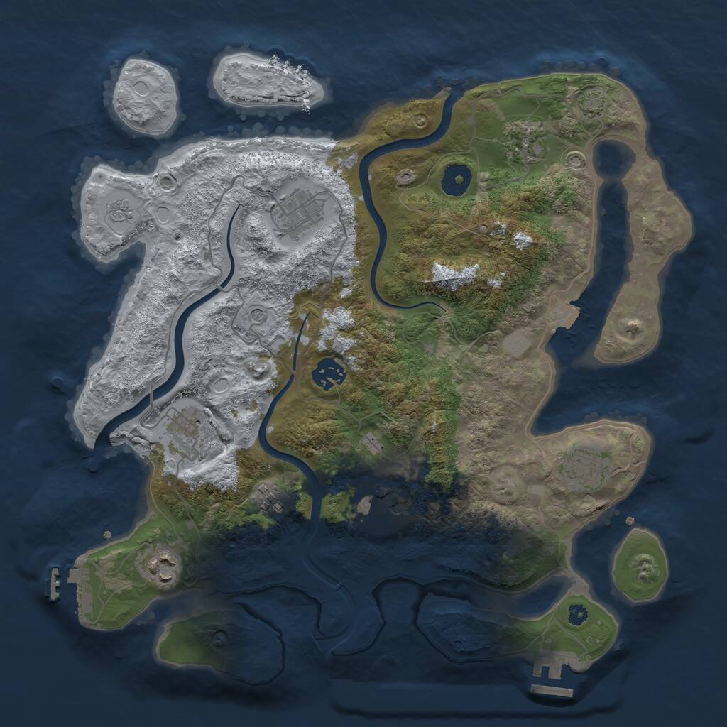 Rust Map: Procedural Map, Size: 3500, Seed: 199708, 14 Monuments