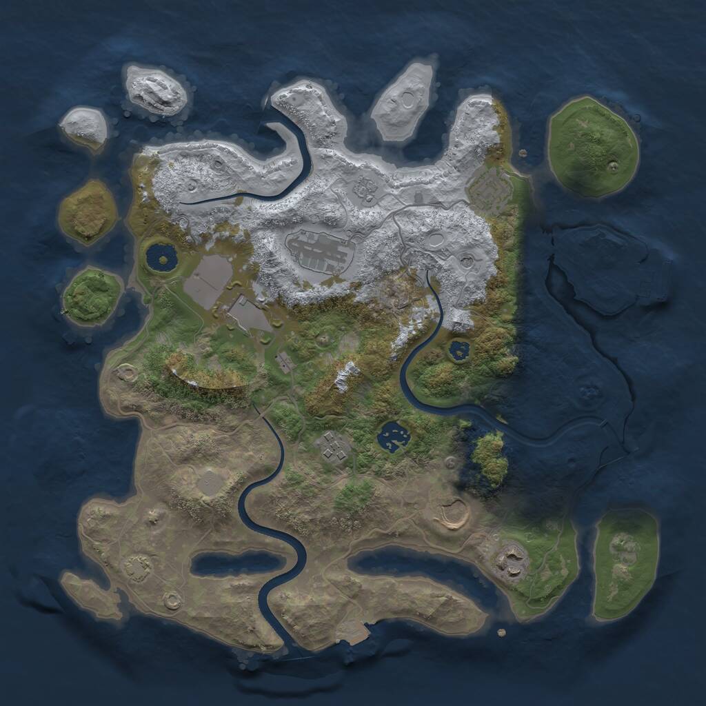 Rust Map: Procedural Map, Size: 3500, Seed: 74975766, 12 Monuments