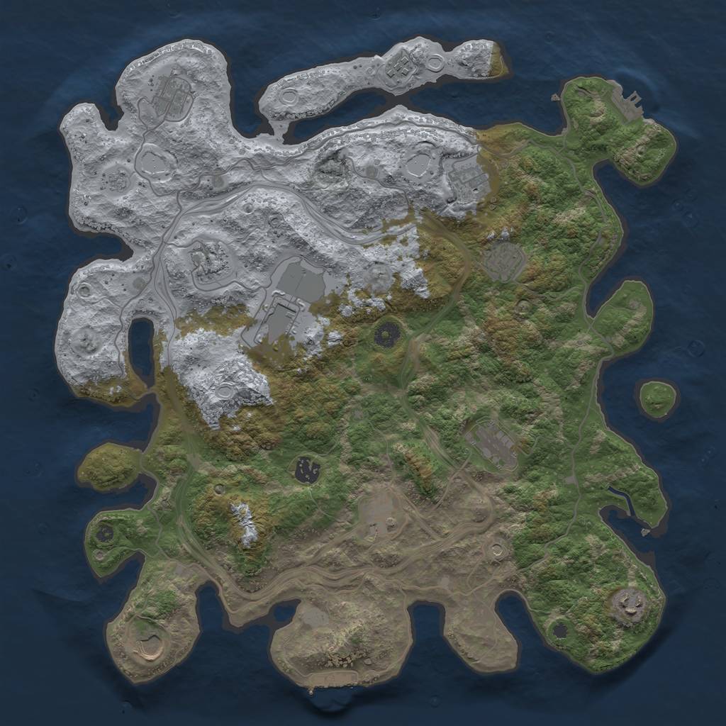 Rust Map: Procedural Map, Size: 4250, Seed: 637564604, 20 Monuments