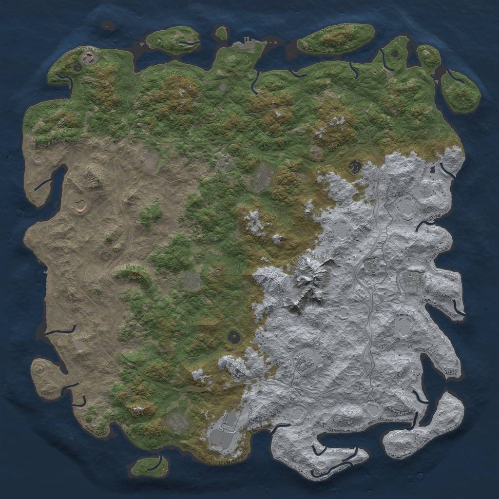 Rust Map: Procedural Map, Size: 6000, Seed: 454532432, 18 Monuments