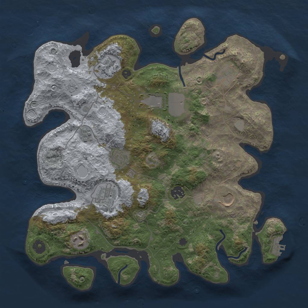 Rust Map: Procedural Map, Size: 3500, Seed: 55993001, 17 Monuments