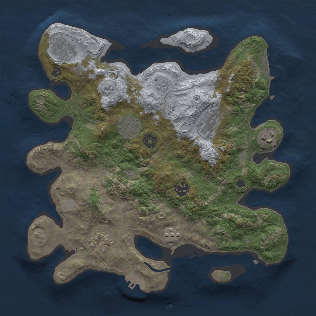 Rust Map: Procedural Map, Size: 3200, Seed: 444, 14 Monuments