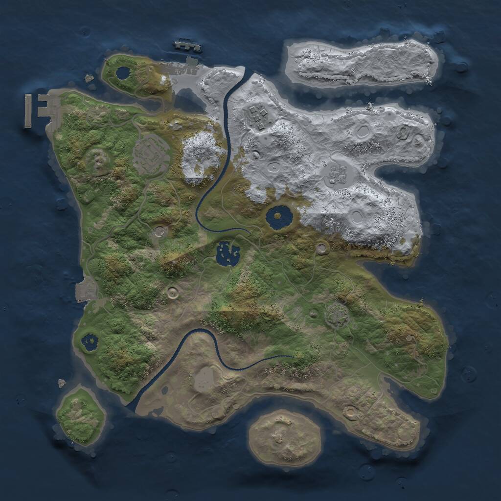 Rust Map: Procedural Map, Size: 3000, Seed: 3333, 9 Monuments