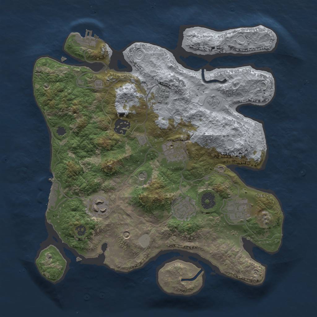 Rust Map: Procedural Map, Size: 3000, Seed: 3333, 13 Monuments