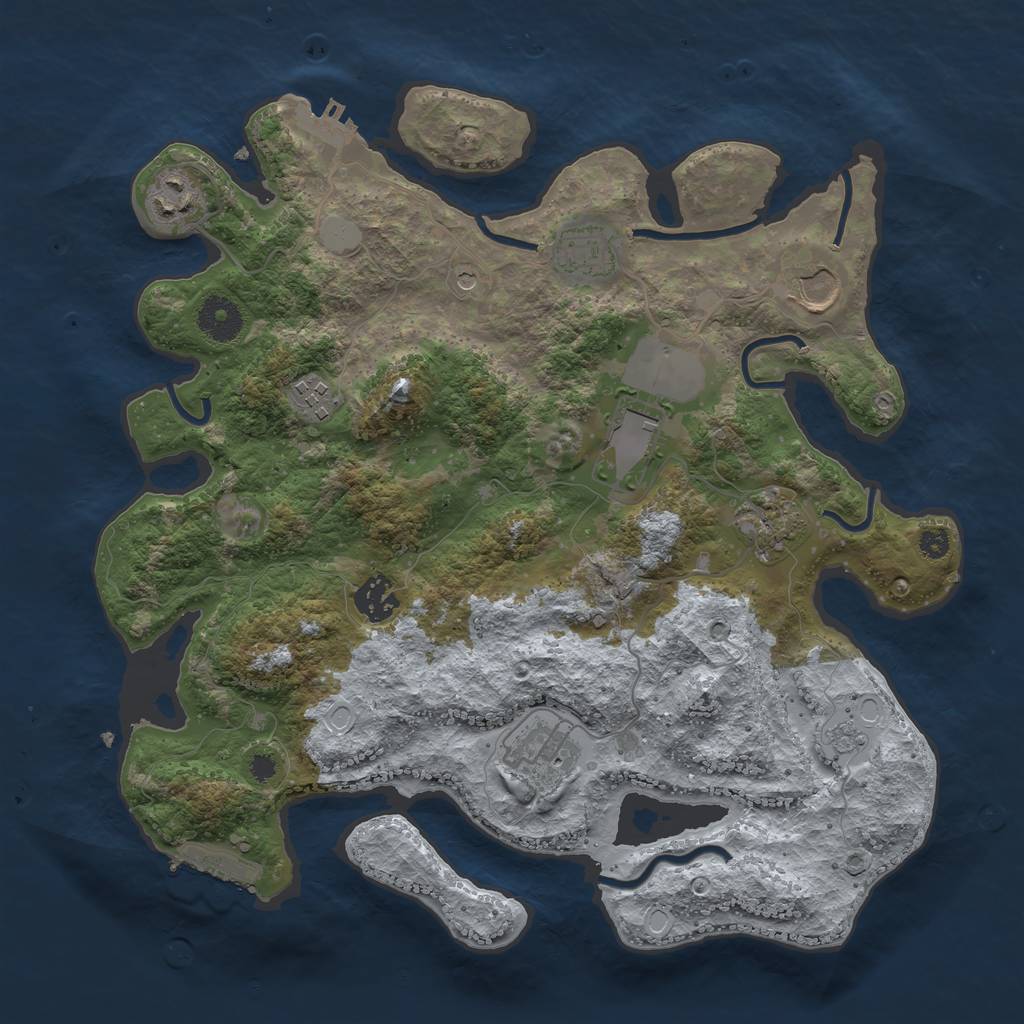 Rust Map: Procedural Map, Size: 3500, Seed: 57440015, 17 Monuments