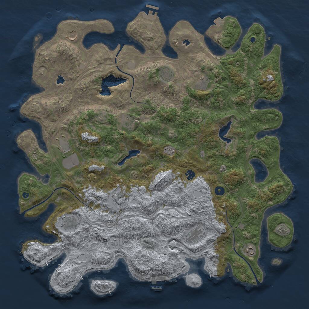 Rust Map: Procedural Map, Size: 4800, Seed: 2005566090, 17 Monuments