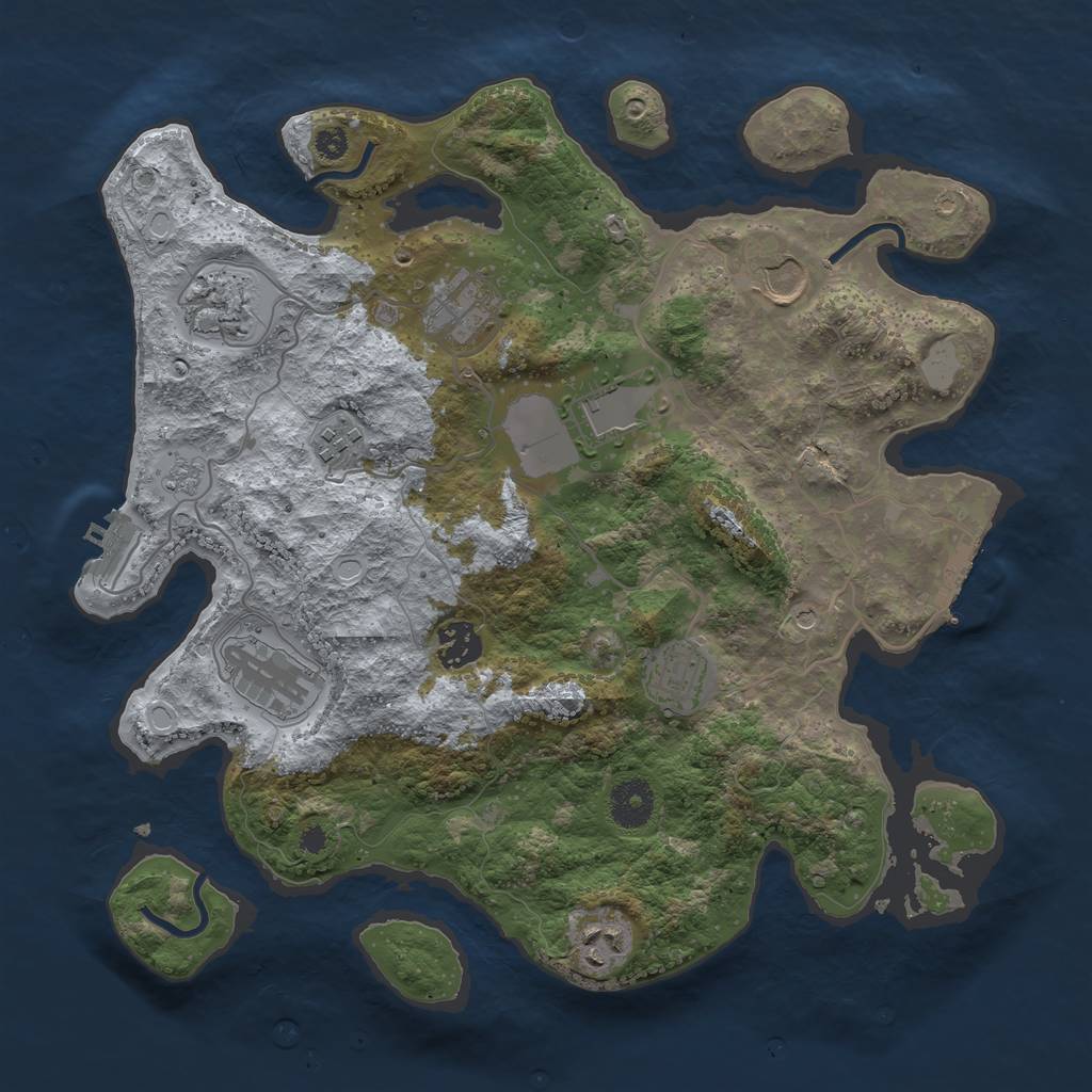 Rust Map: Procedural Map, Size: 3500, Seed: 17947050, 16 Monuments