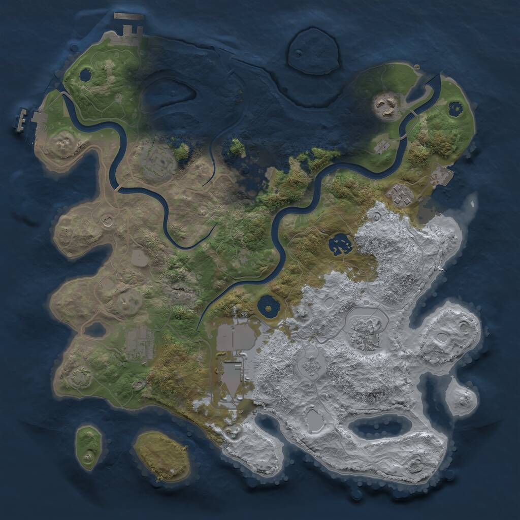 Rust Map: Procedural Map, Size: 3500, Seed: 101932, 14 Monuments