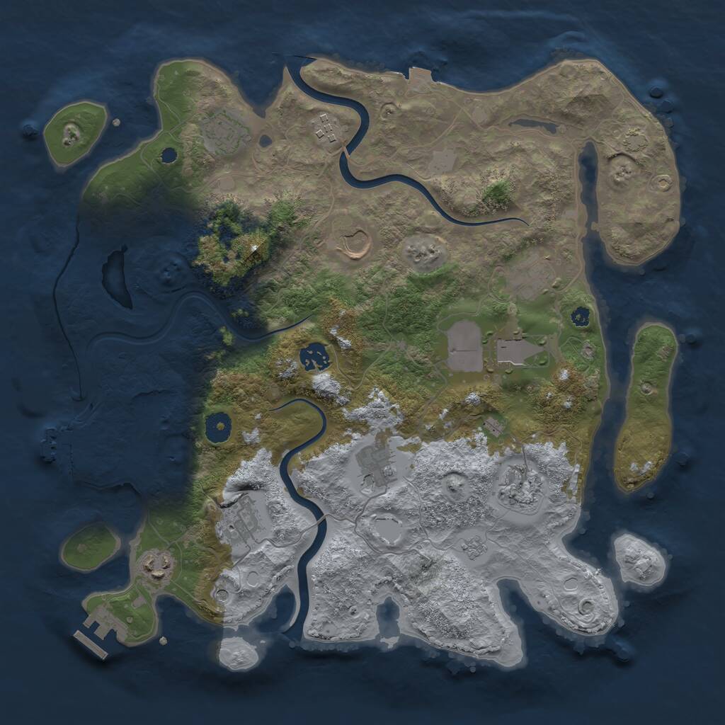 Rust Map: Procedural Map, Size: 3750, Seed: 26653911, 16 Monuments