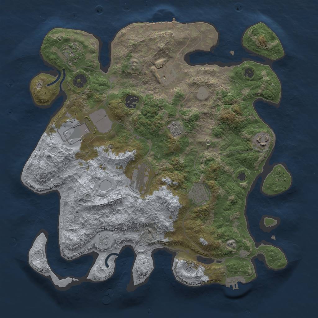 Rust Map: Procedural Map, Size: 3500, Seed: 46056657, 17 Monuments