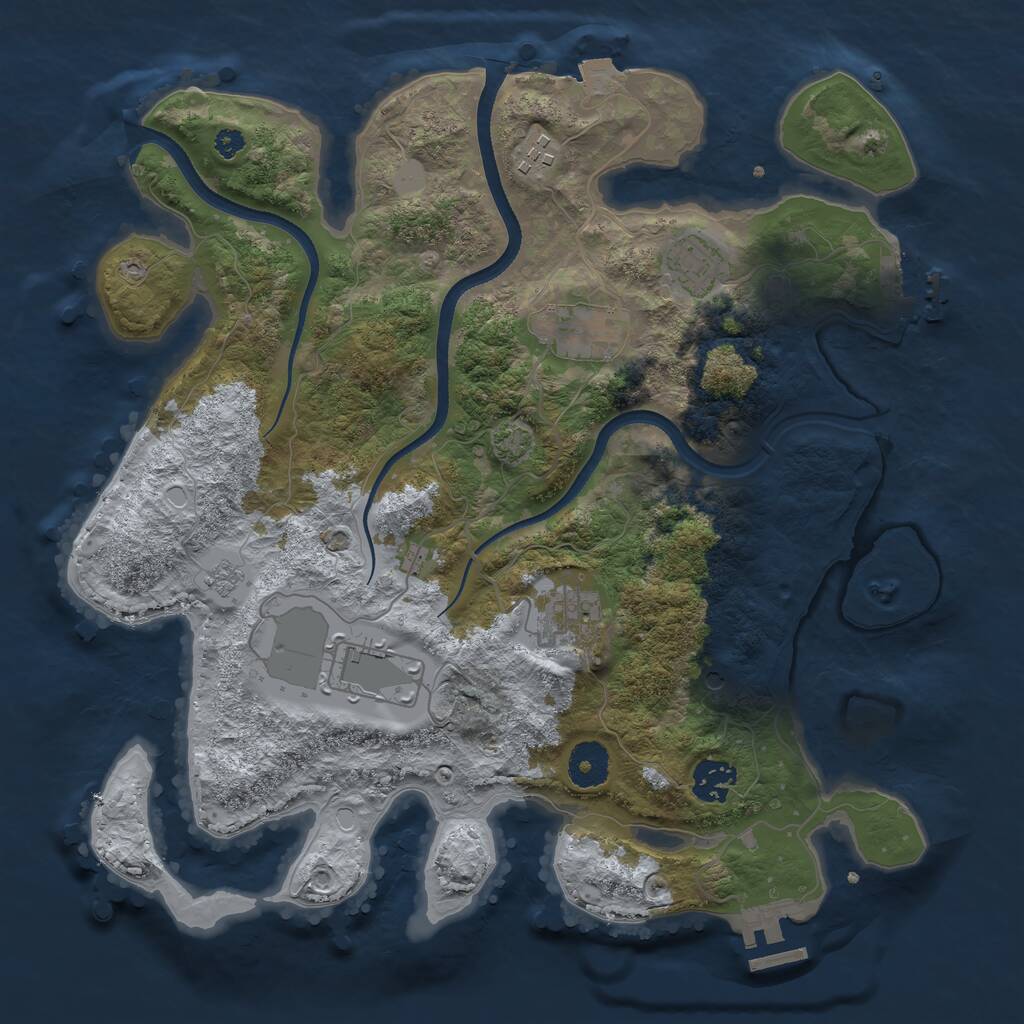 Rust Map: Procedural Map, Size: 3500, Seed: 46056657, 12 Monuments