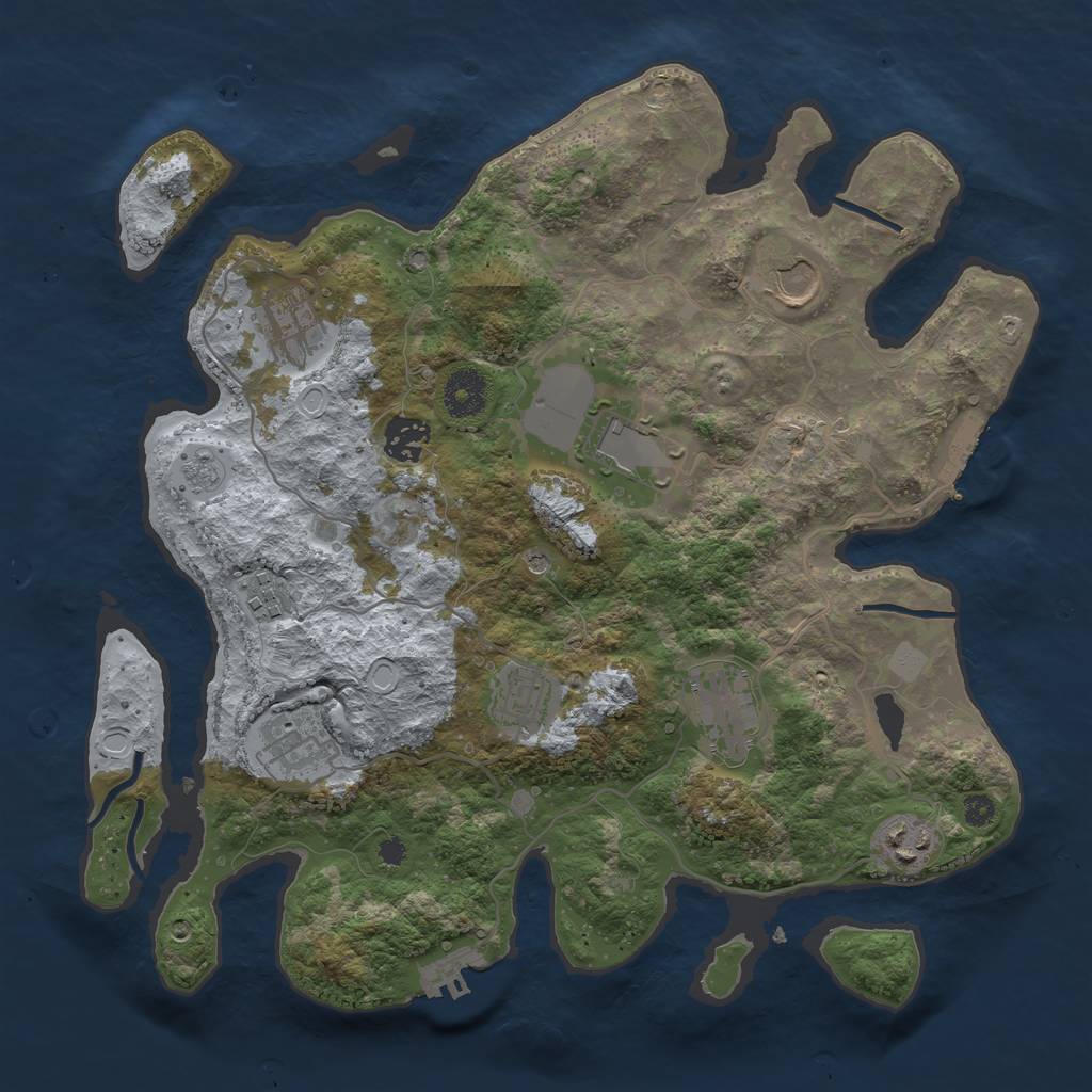 Rust Map: Procedural Map, Size: 3500, Seed: 2143785268, 18 Monuments