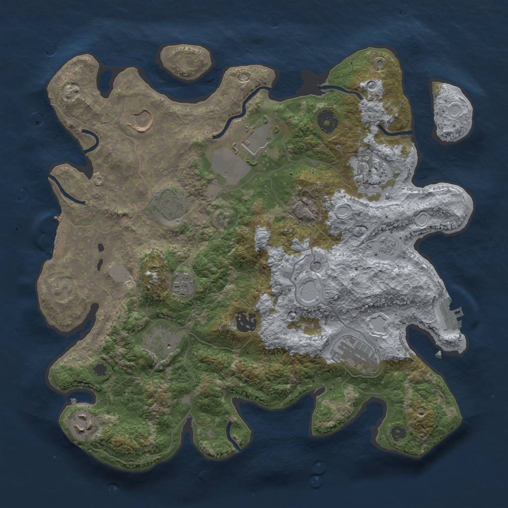 Rust Map: Procedural Map, Size: 3500, Seed: 6638564, 18 Monuments