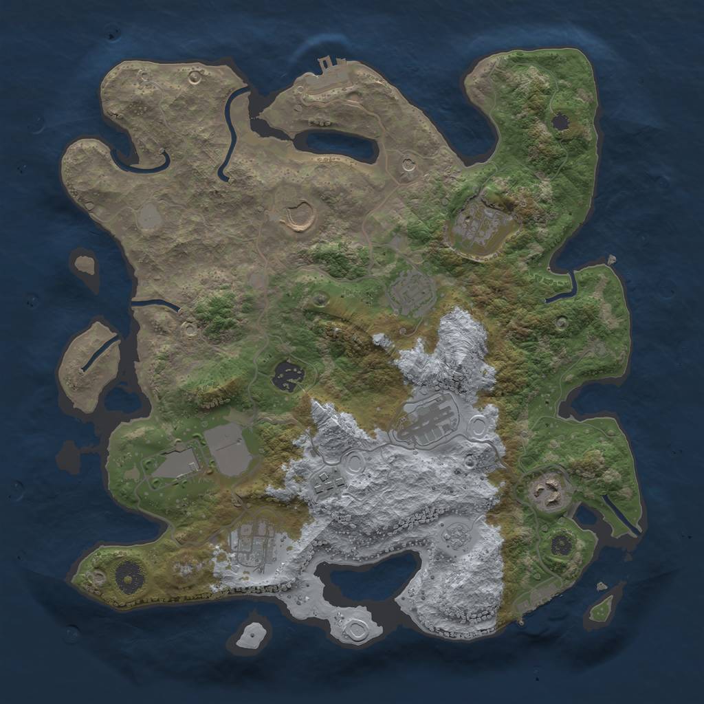 Rust Map: Procedural Map, Size: 3500, Seed: 52537825, 18 Monuments