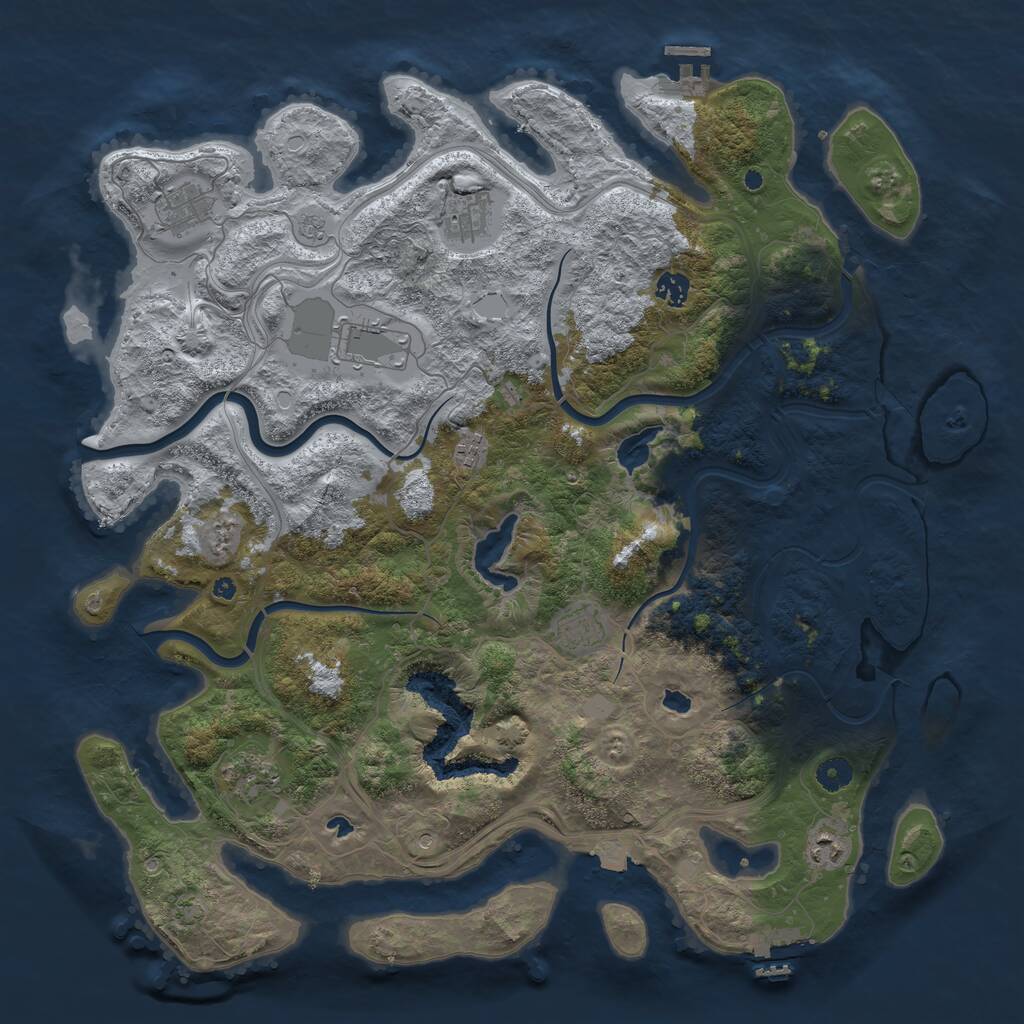 Rust Map: Procedural Map, Size: 4500, Seed: 389423, 14 Monuments