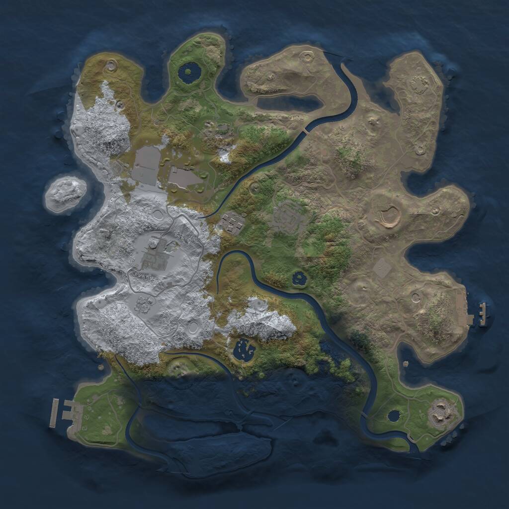 Rust Map: Procedural Map, Size: 3500, Seed: 53256266, 14 Monuments