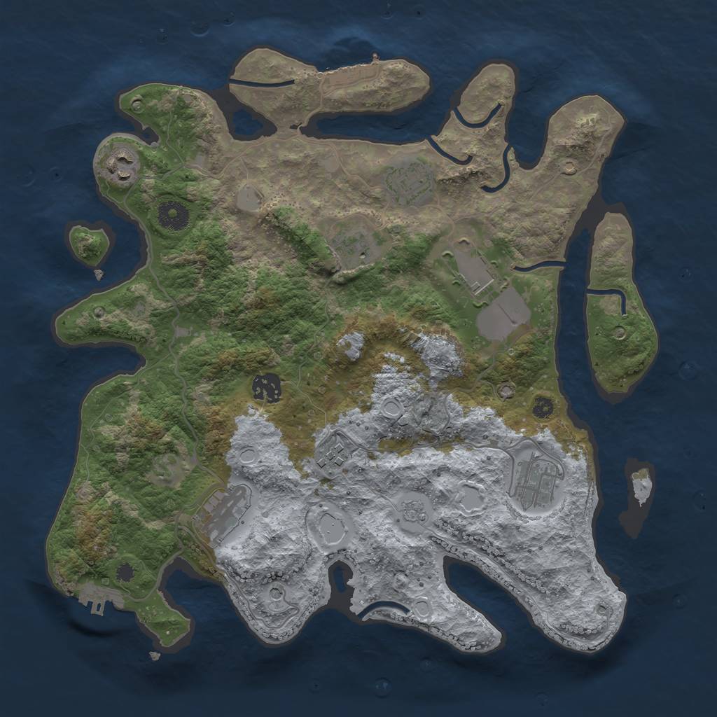 Rust Map: Procedural Map, Size: 3500, Seed: 53095031, 17 Monuments