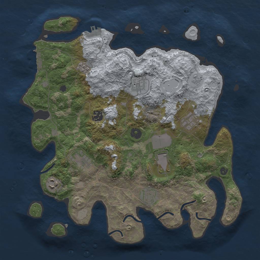 Rust Map: Procedural Map, Size: 3500, Seed: 43297076, 16 Monuments