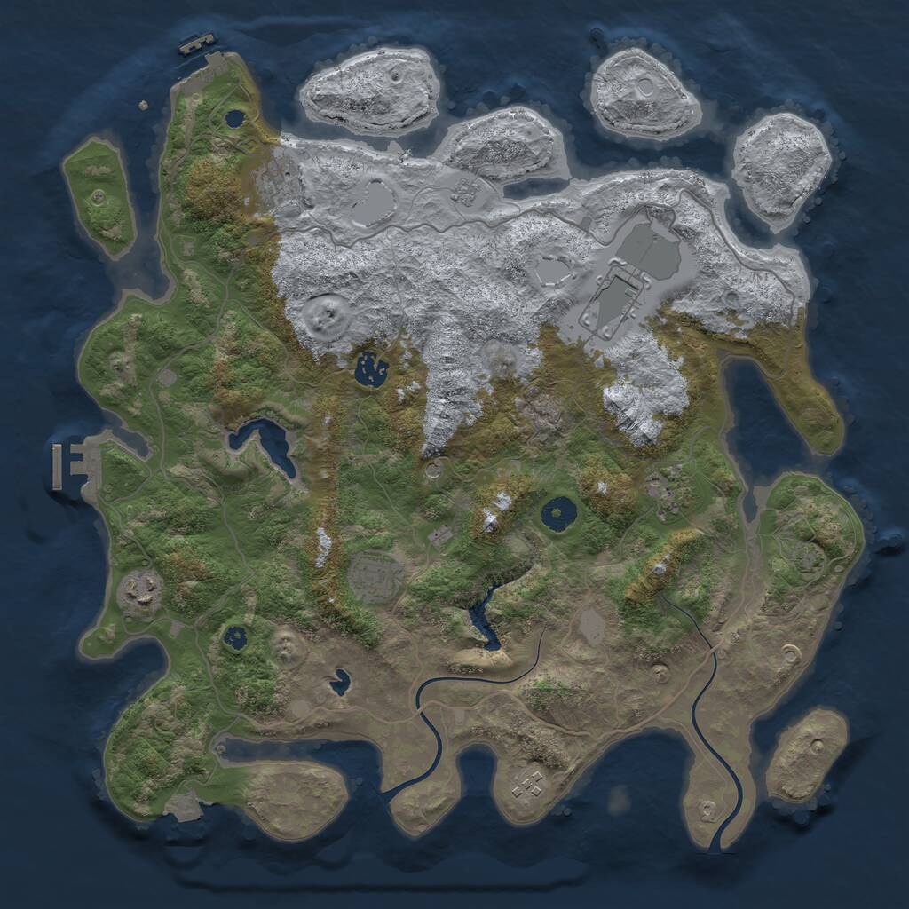 Rust Map: Procedural Map, Size: 4000, Seed: 988791136, 13 Monuments